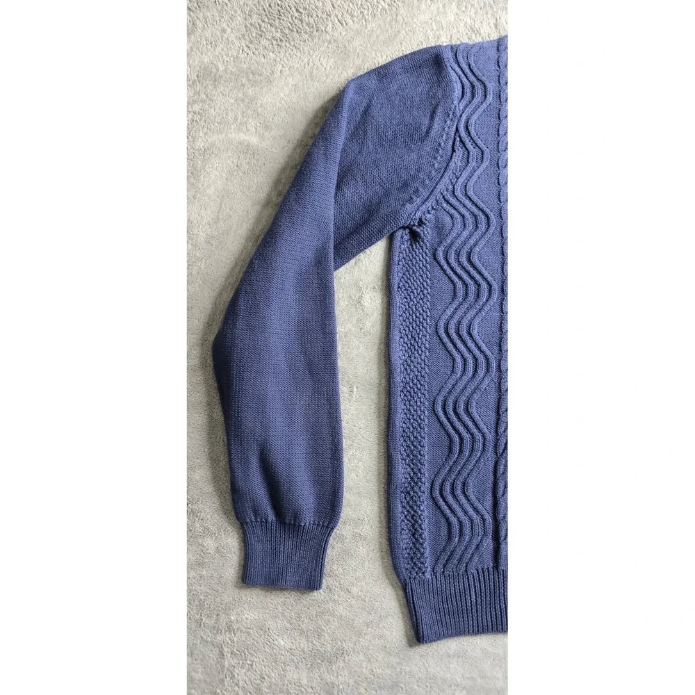 J Lindeberg Benji Sea Cable Knit Sweater Mens Medium Navy Blue Golf Preppy
